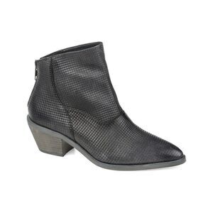 JOURNEE SIGNATURE Womens Gray Cassie Almond Toe Stacked Heel Zip-Up Booties 6 M